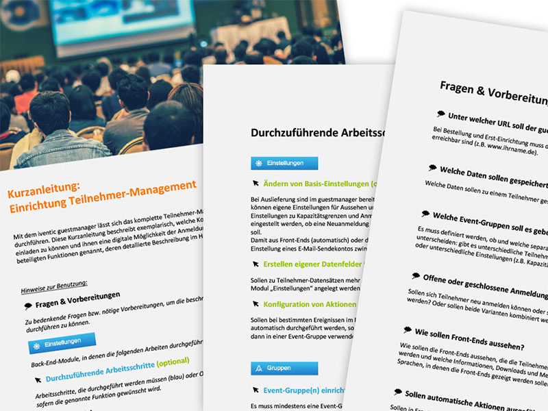 Kurzanleitungen für Back-End-Bedienung