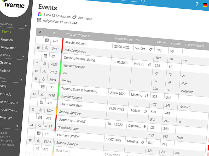 Verwaltung Events & Gruppen im neuen Back-End