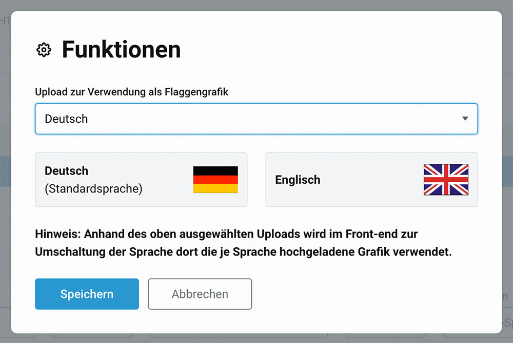 Auswahl von Sprachen in Compledo